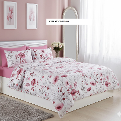 Lenjerie de pat policoton ELVO alb roz floral 230x250 cm, Ralex | 1 buc