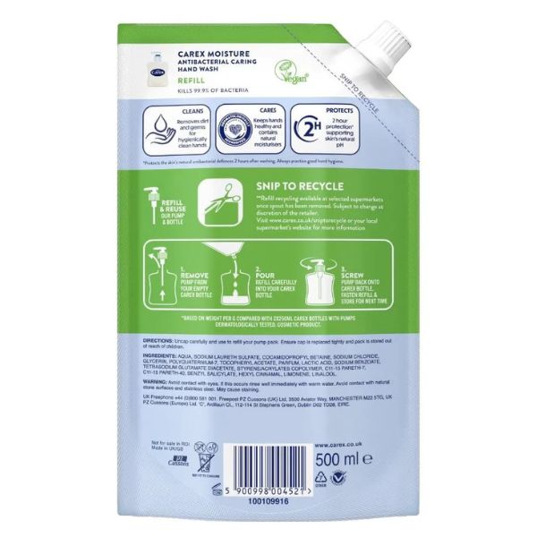 Poza produs Rezerva sapun lichid antibacterian CAREX Hidratant, Luksja | 500 ml