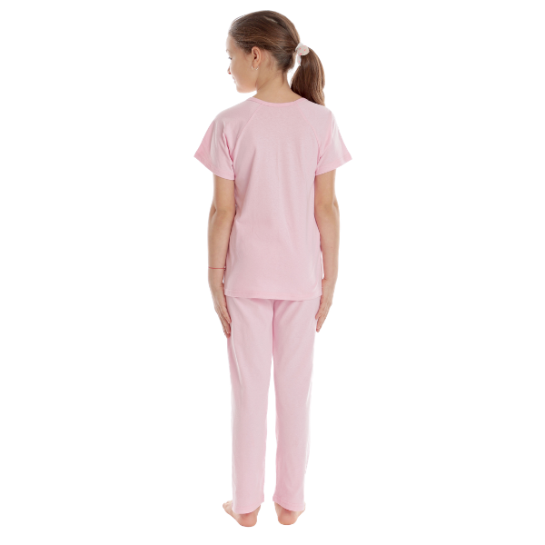 Pijama fete AV2420 roz/imprimeu frunze, Andana | marimea 34 (7/8 ani) — poza produs 3/3