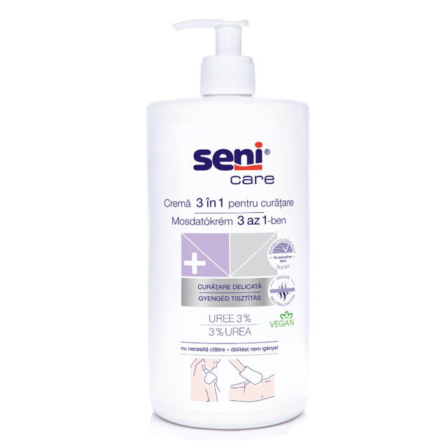 Poza produs Crema 3 in 1 pentru curatarea pielii sensibile cu 3% uree SENI CARE, TZMO | 1000 ml
