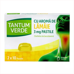 Tantum Verde 3 mg cu aroma de lamaie, Angelini | 20 pastile