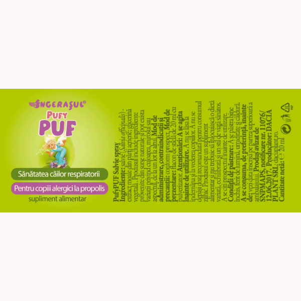 Poza produs Ingeras Pufy Puf Spray Salvie, Dacia Plant | 20 ml