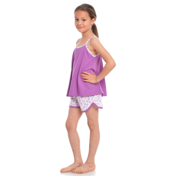 Pijama de vara fete AV2236 mov lila/alb imprimeu, Andana | marimea 40 (13/14 ani) — poza produs 2/4