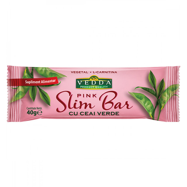 Poza produs Baton Slim Bar Pink cu ceai verde, Vedda | 40 g