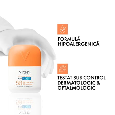 Poza produs Fluid hidratant Invizibil SPF50 Capital Soleil UV AQUA, Vichy | 50 ml