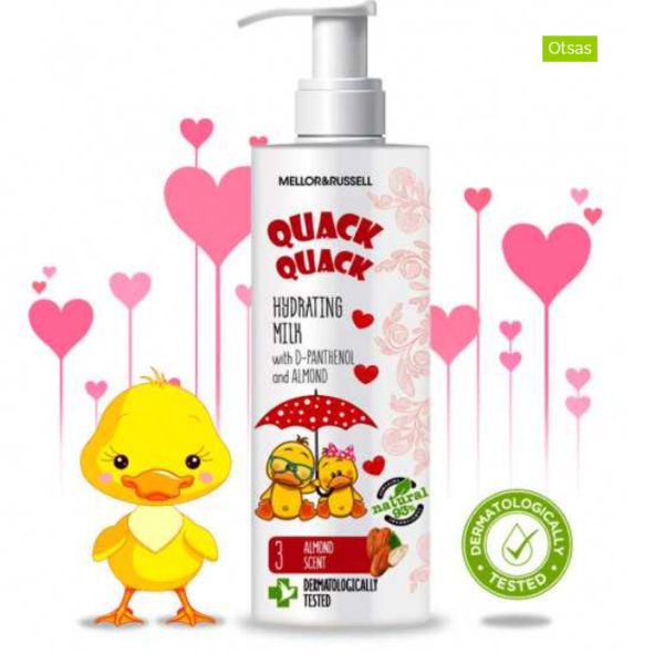 Poza produs Lapte corp pentru copii Quack Quack 3 ani+ hidratant D-Pantenol si Ulei de Migdale, Rubella | 200 ml