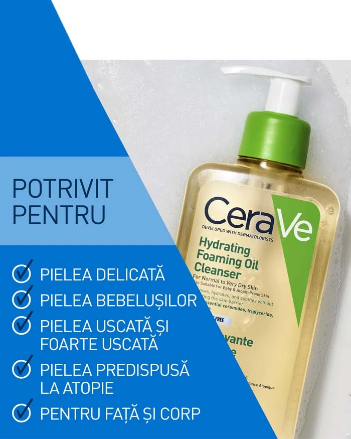 Poza produs Cerave Ulei de curatare spumant si hidratant pentru piele normal-mixta | 473 ml