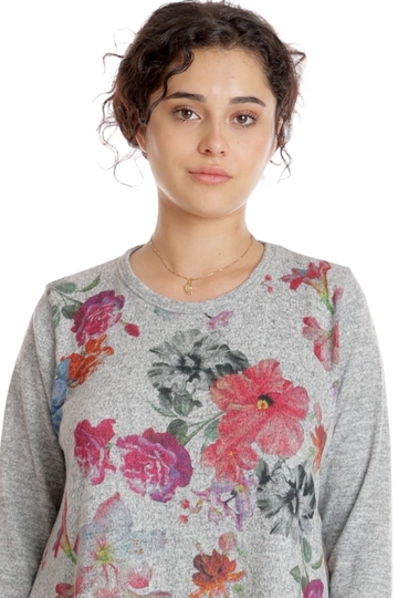 Poza produs Tinuta dama CT24086 gri melanj/floral multicolor, Cesy | marimea XL