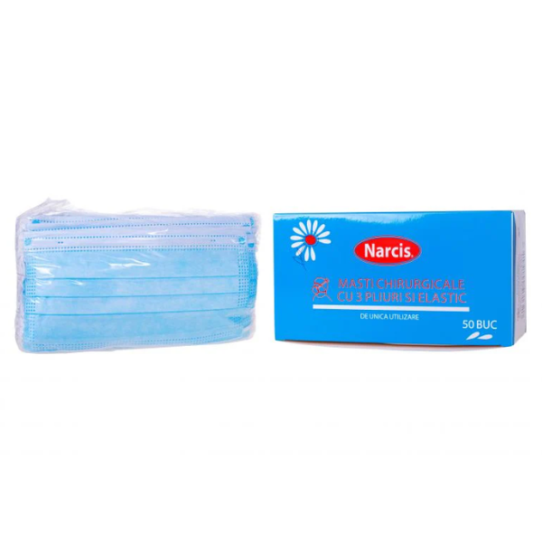 Poza produs Masca chirurgicala 3 pliuri, Narcis | 1 buc