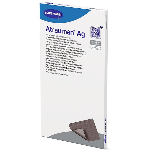 Poza produs Pansament Cu Unguent Neutru Si Argint Atrauman Ag, 10 x 20 cm, Hartmann | 10 bucati