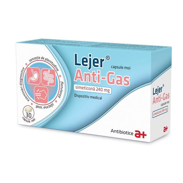 Poza produs Lejer Anti-Gas, 240 mg, Antibiotice | 30 capsule moi