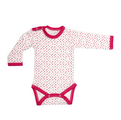 Body 4 capse maneca lunga RB07 alb/bulinute colorate, Rombaby | 12/18 luni