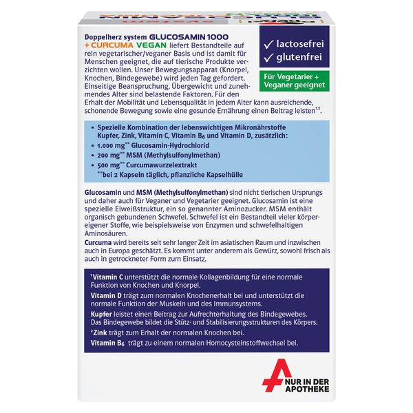 Glucozamina 1000 + Curcuma, Doppelherz System | 60 comprimate — poza produs 2/4