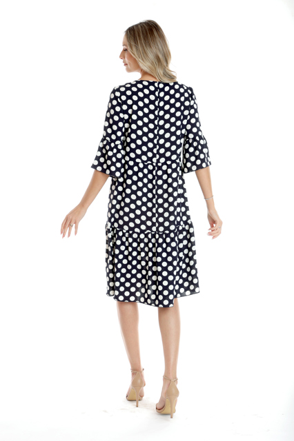 Poza produs Rochie volane CP25020 bleumarin/alb buline, Cesy | marimea S