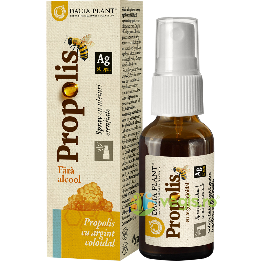 Poza produs Propolis cu Argint Coloidal fara alcool spray, Dacia Plant | 20ml