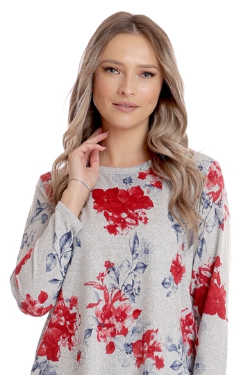 Poza produs Tinuta dama CI25002 gri melanj/rosu floral, Cesy | marimea S