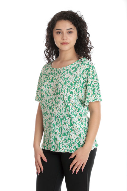 Poza produs Bluza dama CV24042 verde & alb margarete, Cesy | marimea M