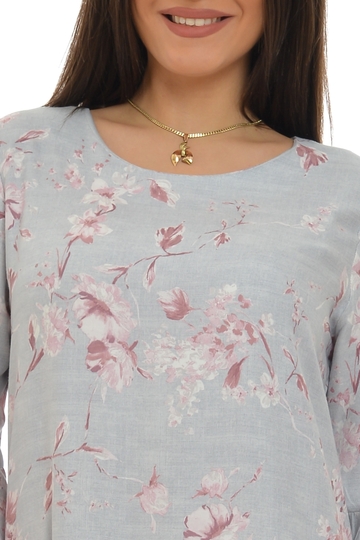 Poza produs Rochie retro cu volane V55 gri floral, Eranthe | marimea S