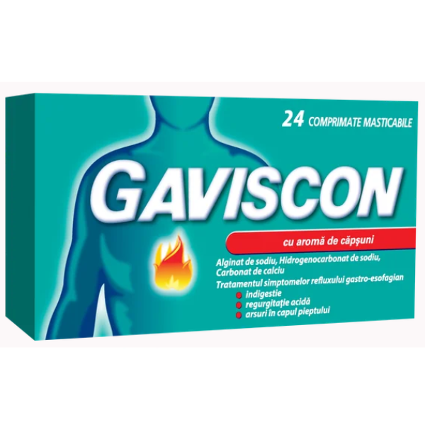 Poza produs Gaviscon capsuni, Reckitt Benckiser | 24 comprimate