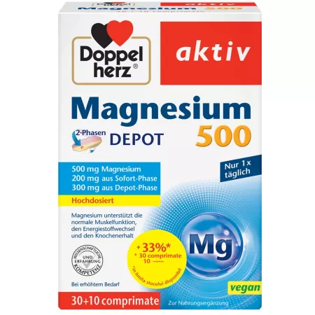 Poza produs Magneziu Depot 500 mg, Doppelherz Activ | 30 cpr + 10 cpr CADOU