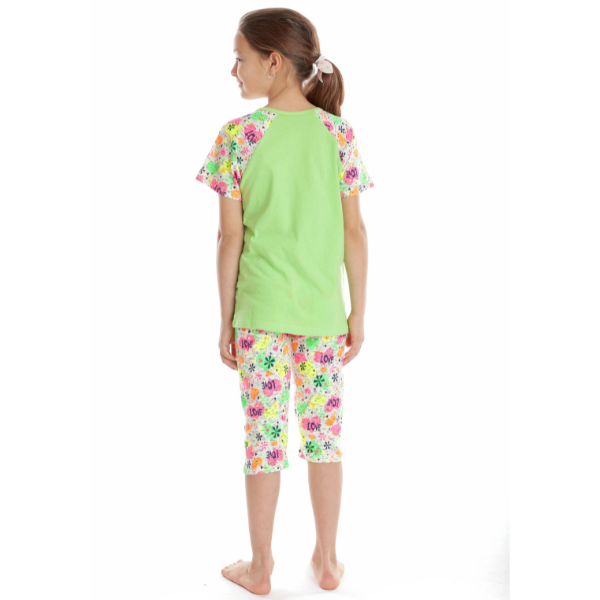 Pijama 3/4 fete AV2429 vernil/inimioare Love, Andana | marimea 36 (9/10 ani) — poza produs 3/3