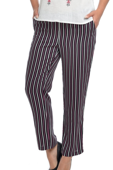 Poza produs Pantaloni cu siret talie PL10N negru/dungi albe/roz, Dress to Impress | marimea 36/38