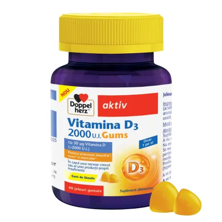 Poza produs Jeleuri Gumate cu Vitamina D3 2000 UI, Doppelherz Activ | 40 buc.