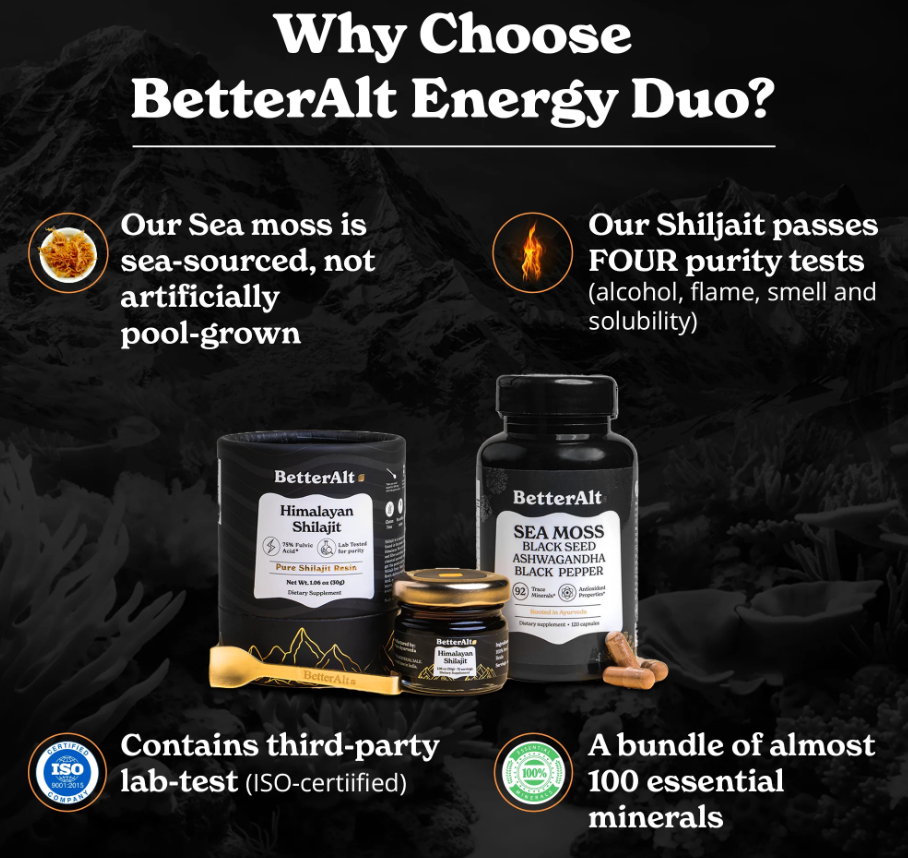 Poza produs Better Alt Shilajit Sea Moss, Formula de Shilajit cu Alge Marine, Ashwagandha si Tongkat Ali, General Nutrition Corp | 120 cps