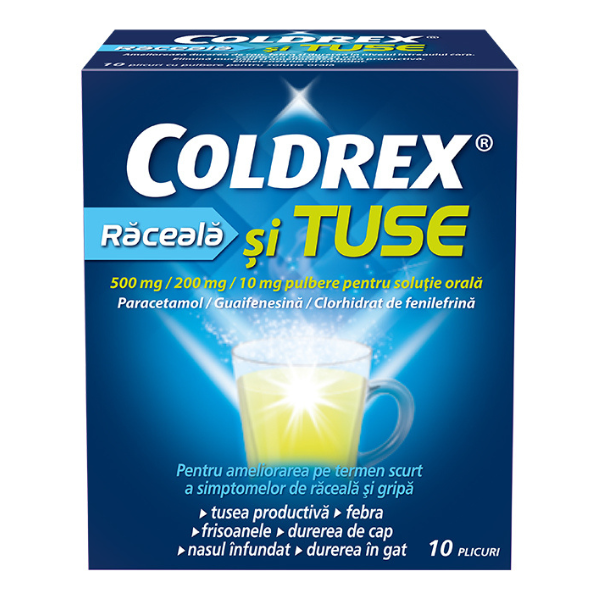 Poza produs Coldrex raceala si tuse, 500 mg/200 mg/10 mg, Perrigo | 10 plicuri