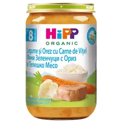 Hipp Eco piure legume si orez cu carne de vitel, + 8 luni, Hipp | 220 gr