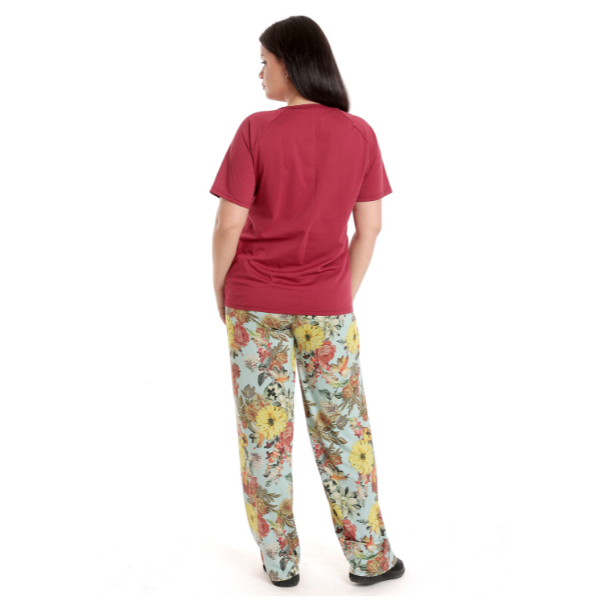 Tinuta dama AV2336 grena/bleu floral, Andana | marimea S — poza produs 3/3