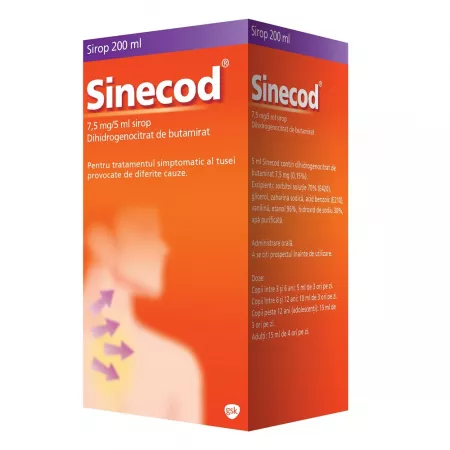 Poza produs Sinecod sirop 7,5 mg/5 ml, Haleon | 200 ml