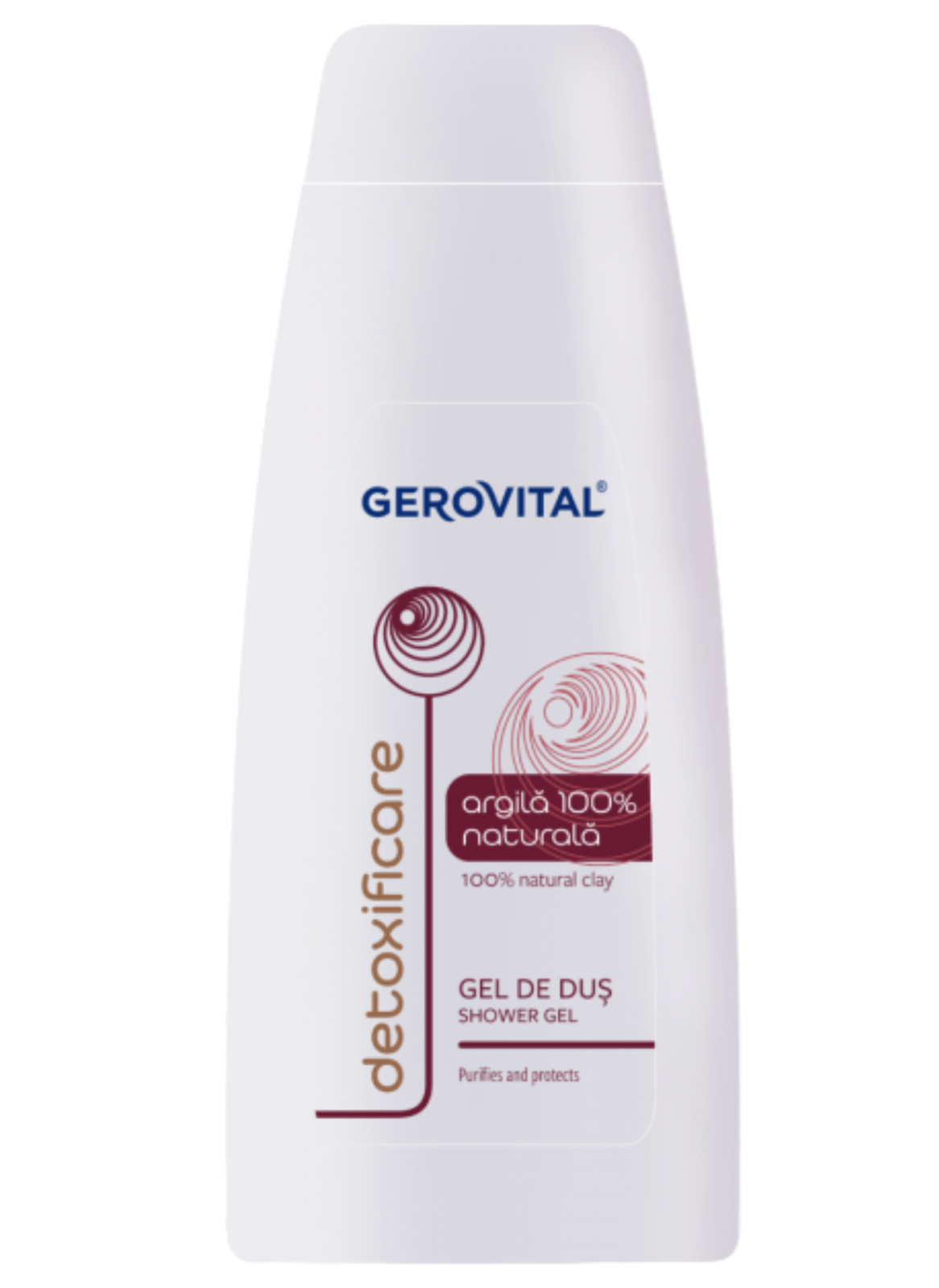 Poza produs Gel de dus cu Argila 100% naturala Gerovital detoxifiere, purificare si regenerare, Farmec | 750 ml