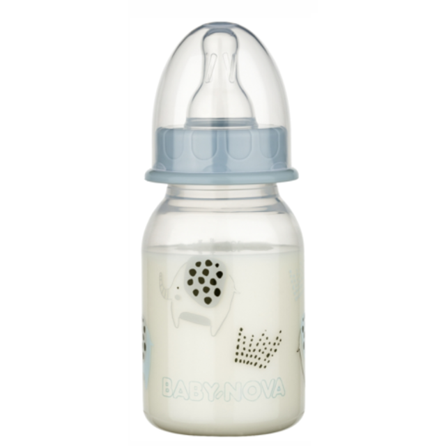 Biberon PP decorat, tetina rotunda S, slow, 46010, Baby Nova | 120 ml — poza produs 1/3