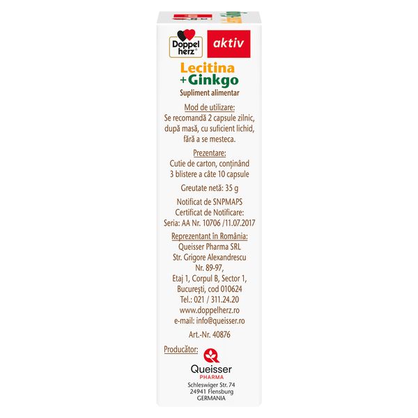 Lecitina + Ginkgo, Doppelherz Aktiv | 30 capsule — poza produs 3/4