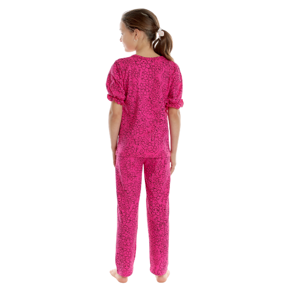 Pijama fete AV2419 ciclame/negru flowers, Andana | marimea 38 (11/12 ani) — poza produs 3/3