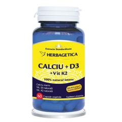 Calciu + D3 + Vitamina K2, Herbagetica | 60 capsule