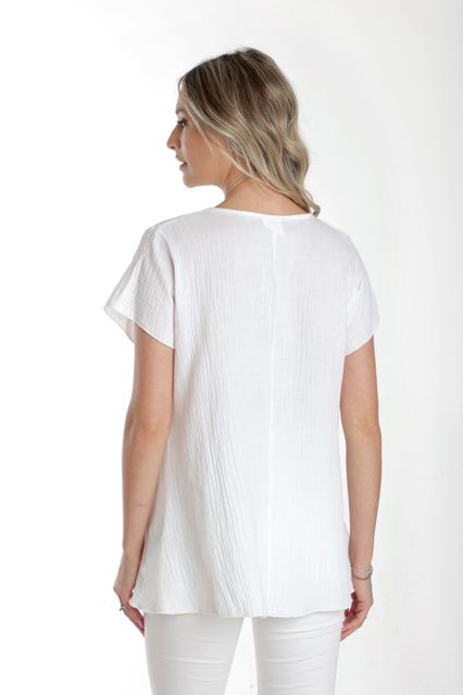 Poza produs Bluza dantela brodata CV24060 alb, Cesy | marimea XL