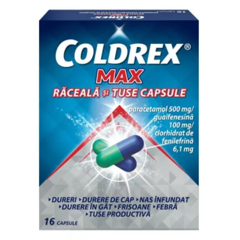 Coldrex Max raceala si tuse, Perrigo | 16 capsule