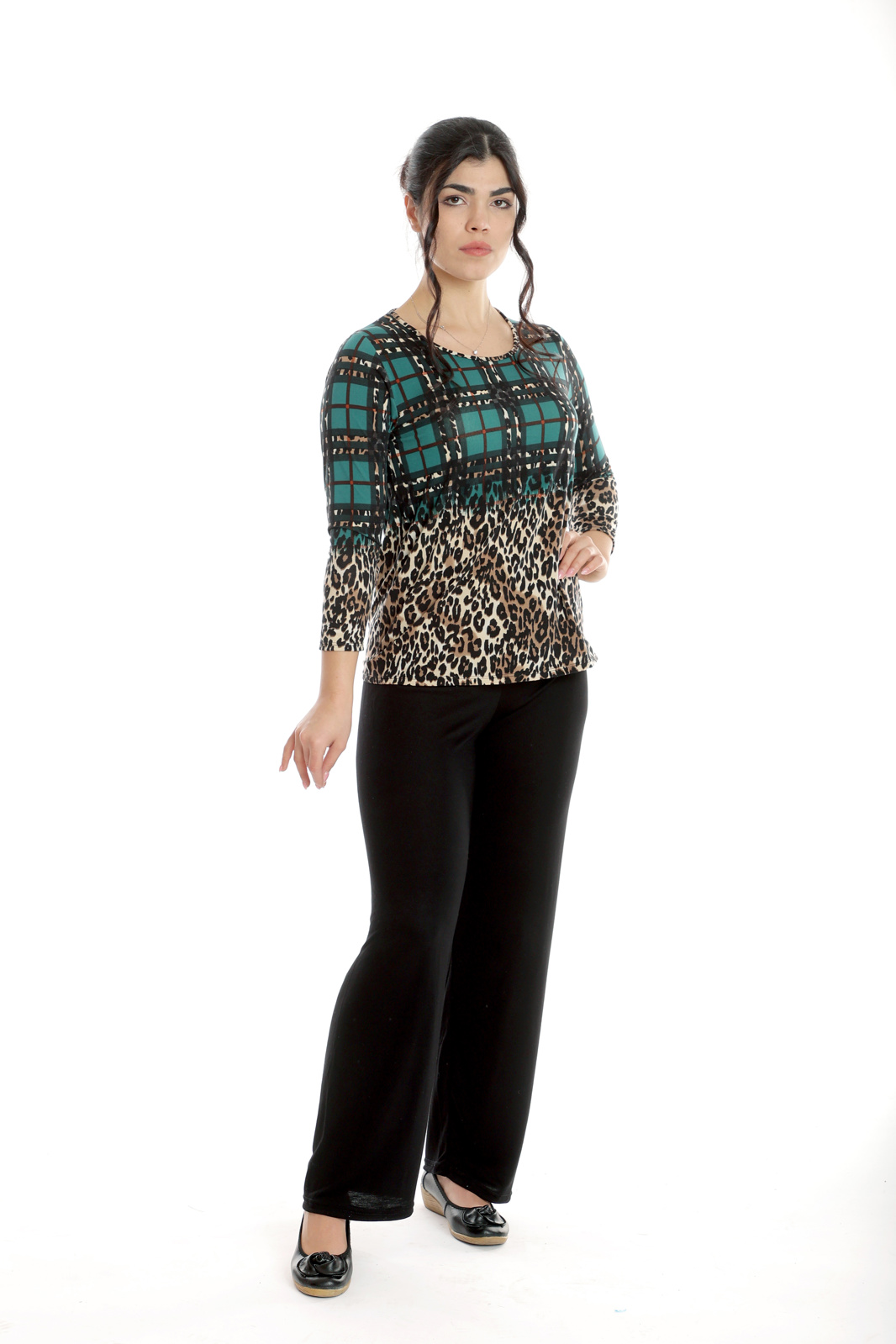 Poza produs Tinuta dama casual CP24010 verde animal print/negru, Cesy | marimea S