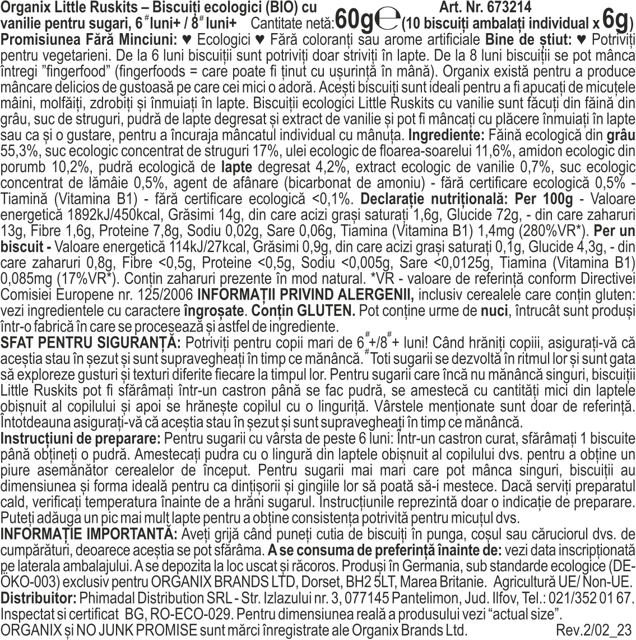 Poza produs BISCUITI ECOLOGICI BIO CU VANILIE PENTRU SUGARI LITTLE RUSKITS 6+ LUNI 60G 673214
