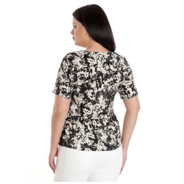 Poza produs Bluza peplum dama ERV23V225 crem/negru floral, Eranthe | marimea L