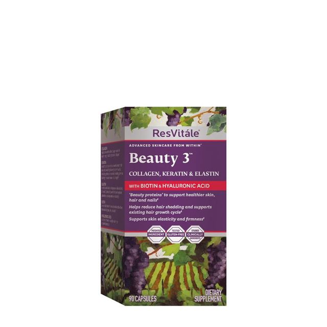 Poza produs GNC ResVitale Beauty 3, Formula pentru Par, Piele si Unghii cu Colagen, Keratina si Elastina | 90 cps