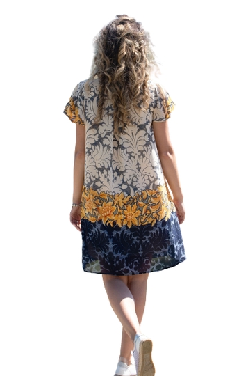 Poza produs Rochie CV23055 ivoire/bleumarin/galben, Cesy | marimea S