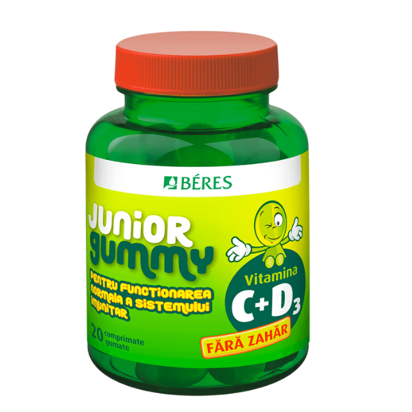 Poza produs Vitamina C + D3 Junior Gummy, Beres Pharmaceuticals | 20 comprimate
