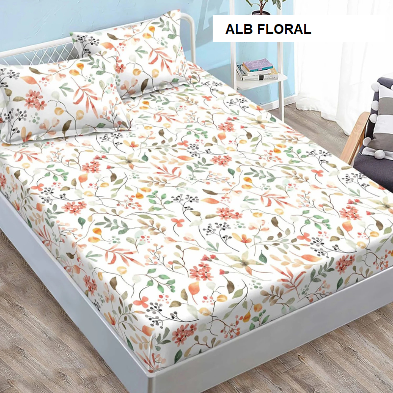 Poza produs Husa de pat cu 2 fete de perna ELEGANCE alb floral 160x200 cm, Ralex | 1 buc