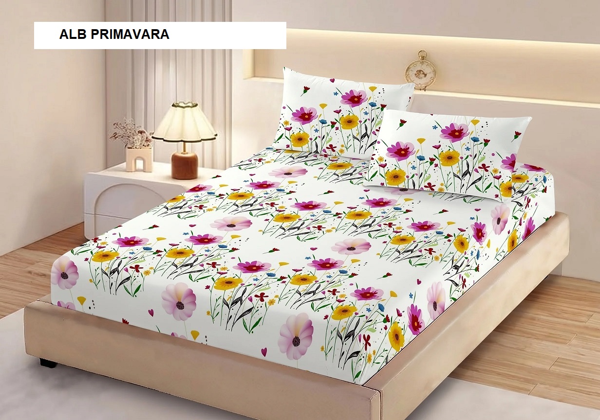 Poza produs Husa de pat FINET + 2 fete de perna alb primavara 200x160 cm, Ralex | 1 buc