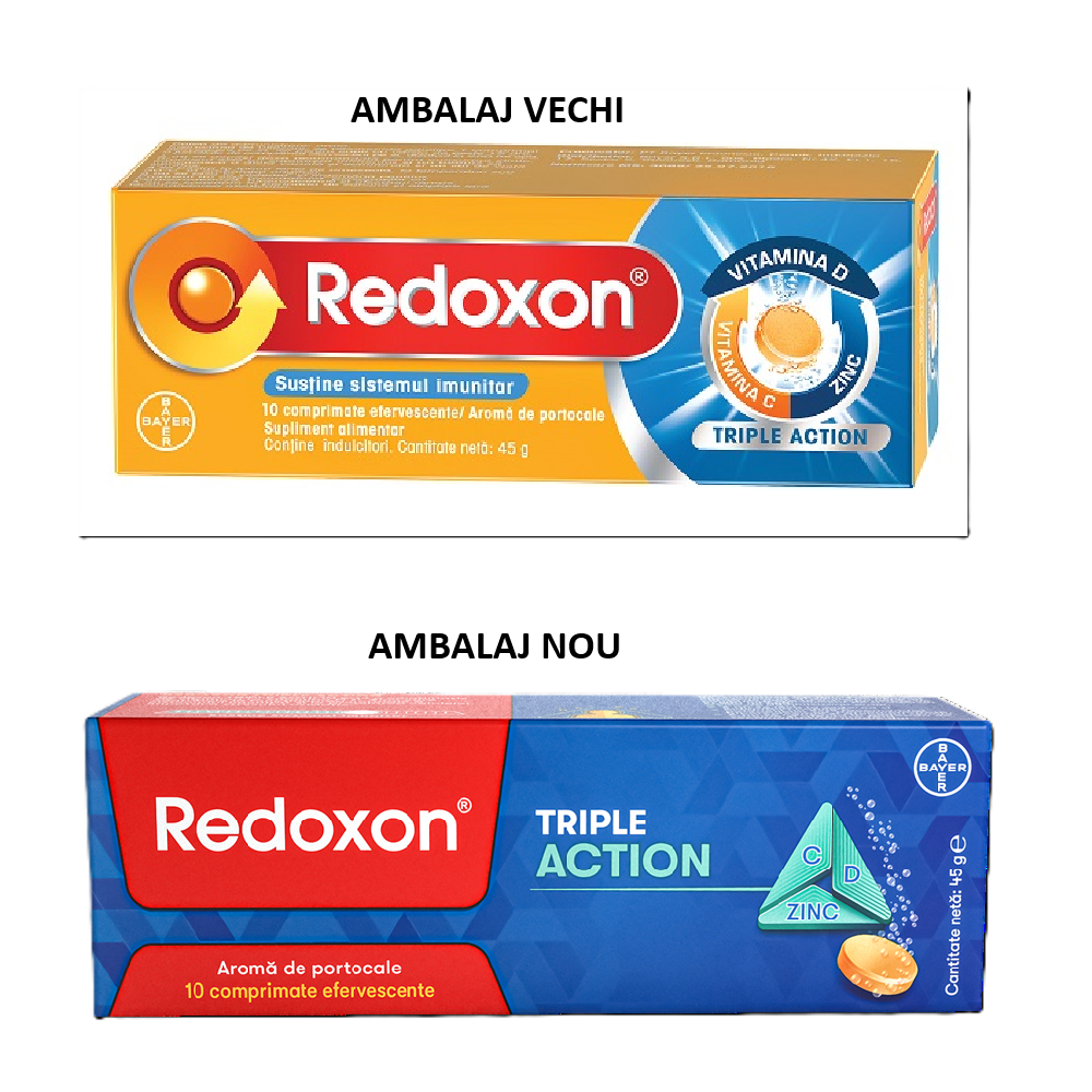 Poza produs Redoxon Triple Action cu vitamina C, D si Zinc, Bayer | 10 comprimate