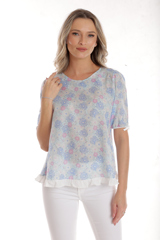Bluza volanas CV25039 bleu floral, Cesy | marimea XL