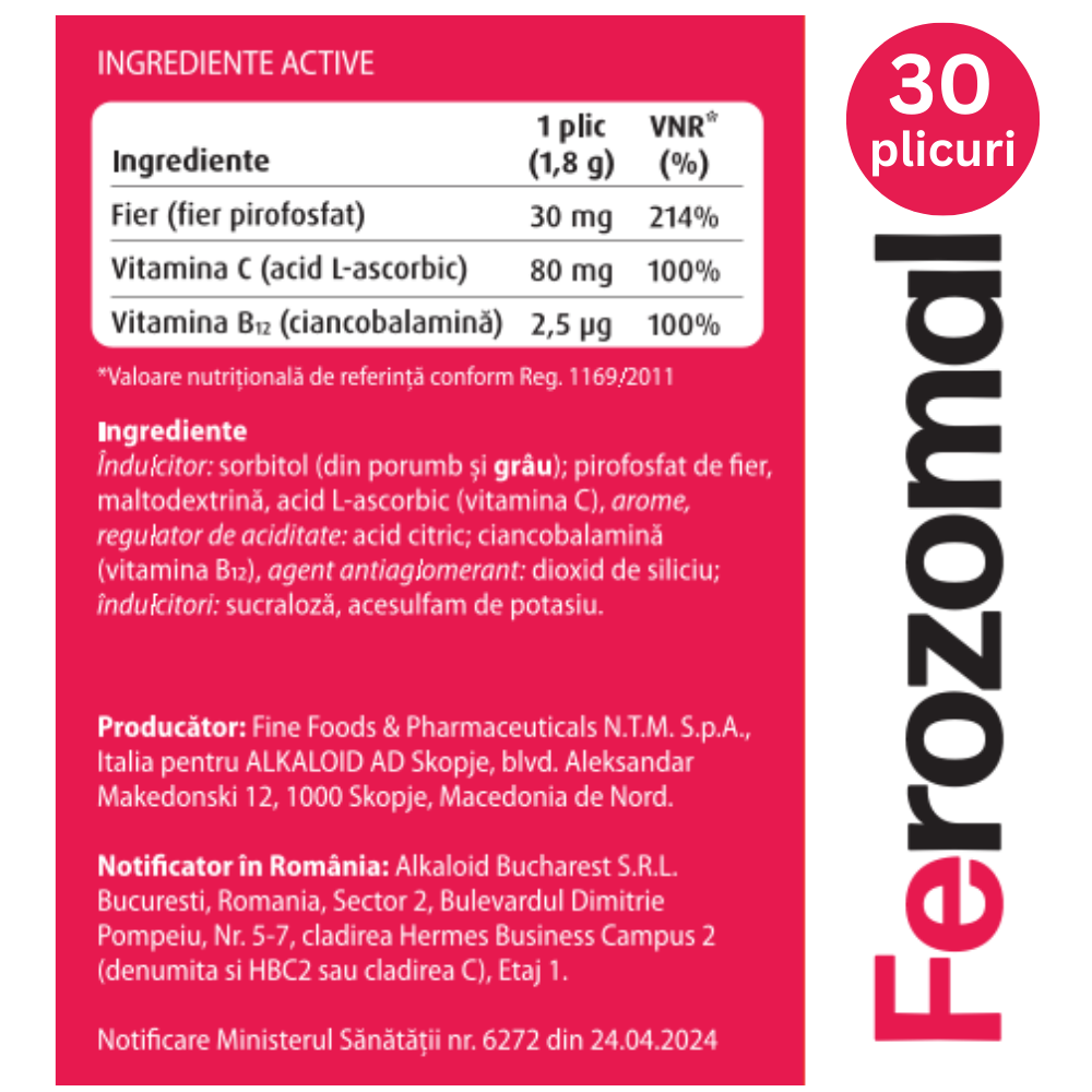 Poza produs Ferozomal, Alkaloid | 30 plicuri